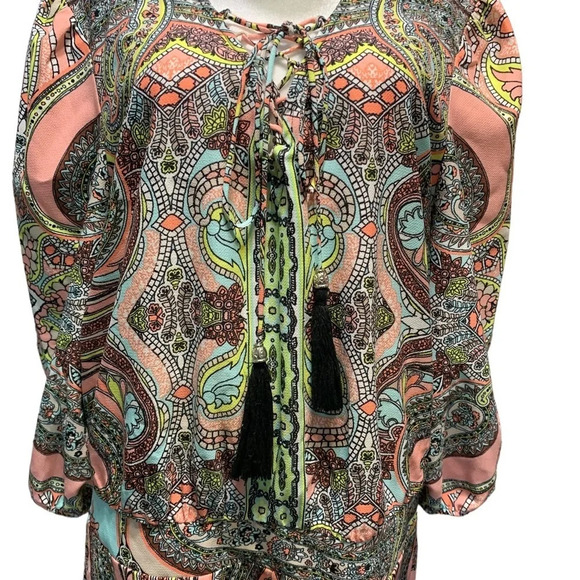 Bisou Bisou Paisley Boho Romper size XL - Picture 5 of 7